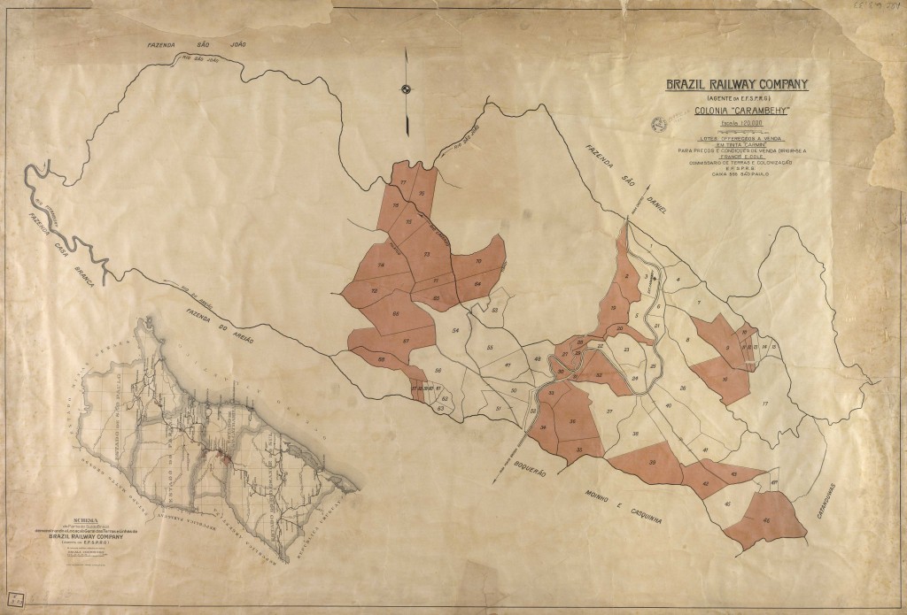 mapa brazil railway company colonia carambehy