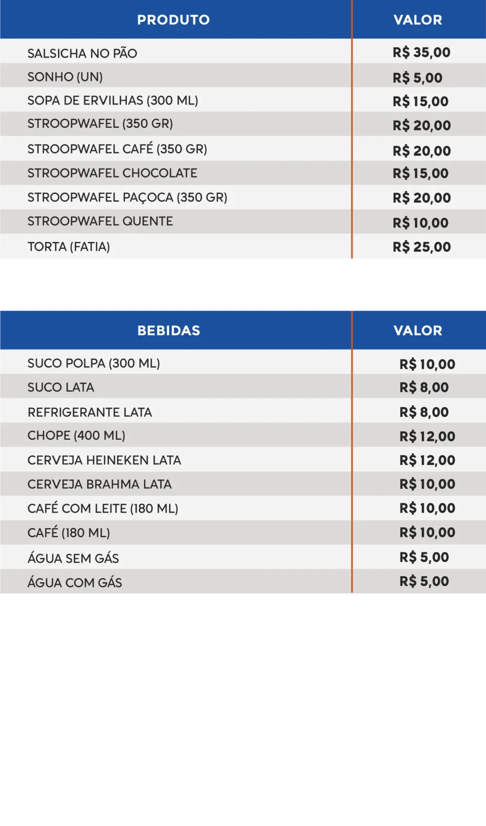 CARDÁPIO PRODUTOS E BEBIDAS 11ª FESTA DOS IMIGRANTES MPHC